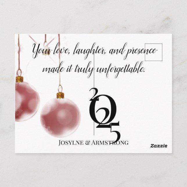 tarjeta postal de boda moderna (Reverso)