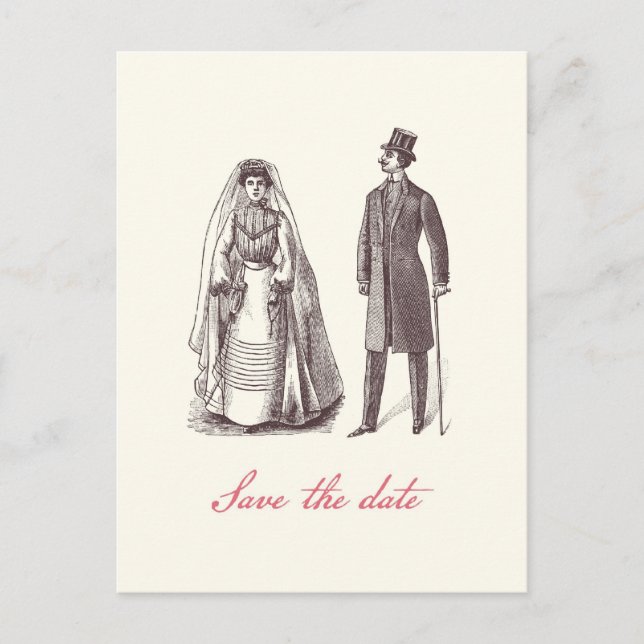 Tarjeta postal de boda para guardar la fecha (Anverso)