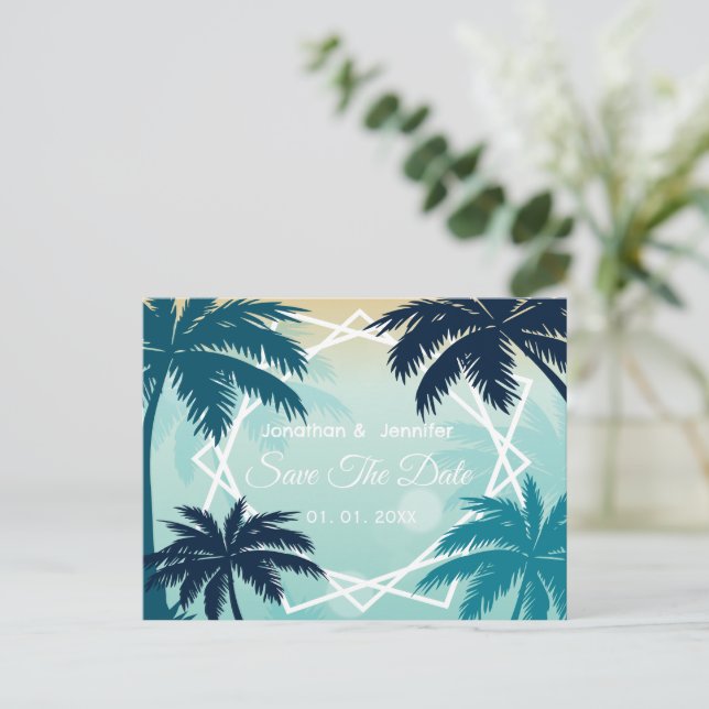 Tarjeta postal de boda para guardar la fecha  (Anverso de pie)