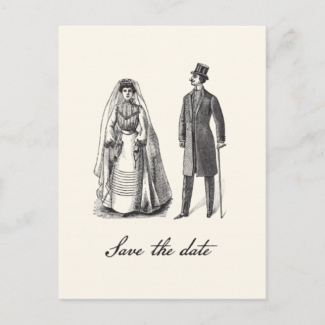 Tarjeta postal de boda para guardar la fecha (Anverso)