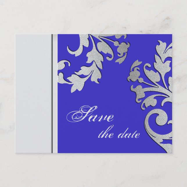 Tarjeta Postal de Boda para Guardar la Fecha Azul  (Anverso)
