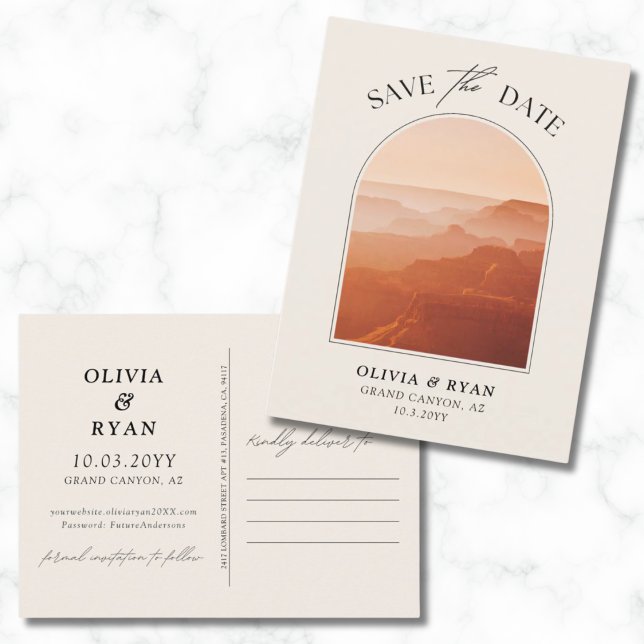 Tarjeta Postal de Boda para Guardar la Fecha del G (Grand Canyon Save the Date Postcard Wedding)