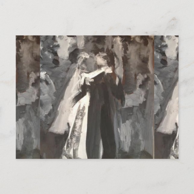 Tarjeta postal de boda Pintura de pareja de casado (Anverso)