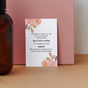 Tarjeta postal de boda pospuesta floral