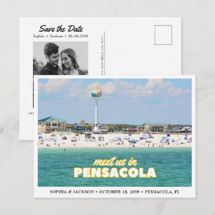 Tarjeta Postal de Boda Retro Pensacola Save the Da