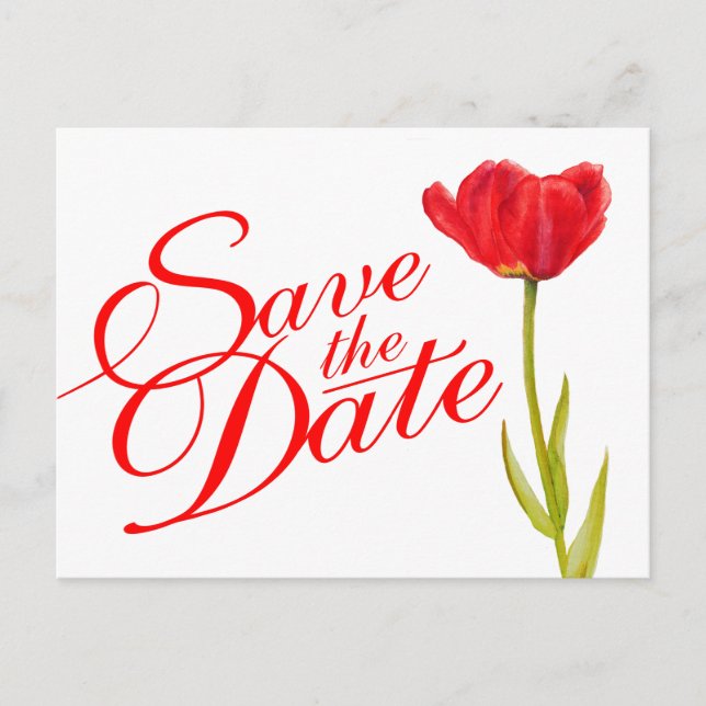 Tarjeta postal de boda 'Save the Date' con arte de (Anverso)