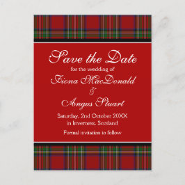 Tarjeta postal de boda "Save the Date" con tartán 