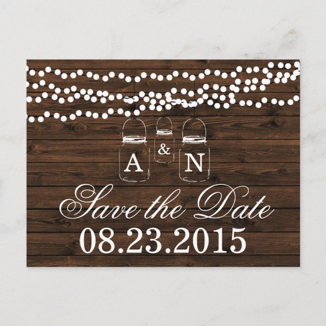 Tarjeta postal de boda SAVE THE DATE de frasco de  (Anverso)
