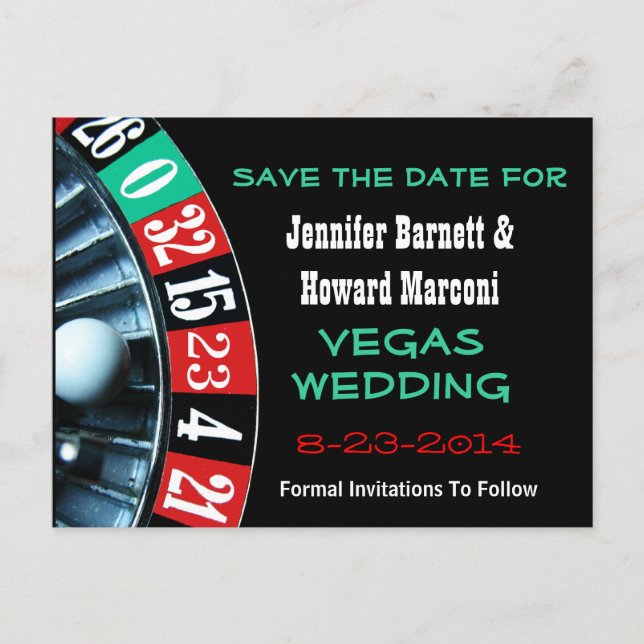Tarjeta Postal de Boda "Save The Date" de Las Vega (Anverso)