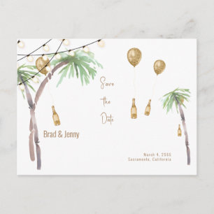 Tarjeta Postal de Boda Tropical Champagne para Gua