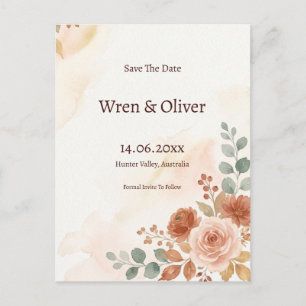 Tarjeta postal de boda verde sabio rústico