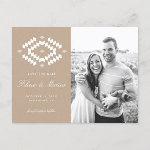 Tarjeta postal de Boho Save the Date, Kraft