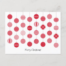 Tarjeta postal de bolas de Navidad rojas