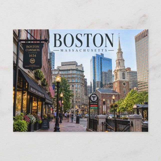 Tarjeta postal de Boston, Massachusetts (Anverso)