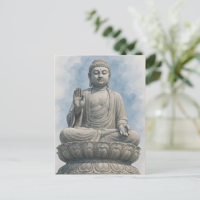 Tarjeta postal de Buda en acuarela - Arte espiritu (Anverso de pie)