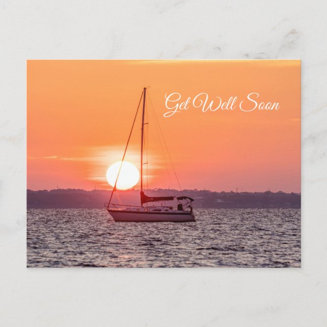Tarjeta Postal de Buen Recuerdo Velero Amanecer (Anverso)