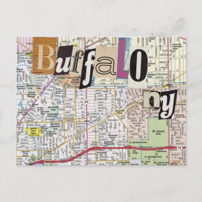 Tarjeta postal de Buffalo NY Maps Collage (Anverso)
