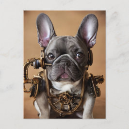 Tarjeta postal de Bulldog francesa Steampunk