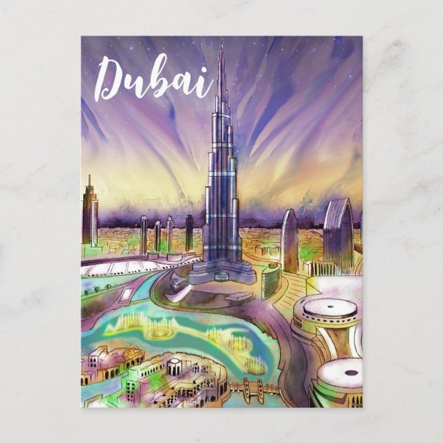 Tarjeta postal de Burj Khalifa, Dubái (Anverso)