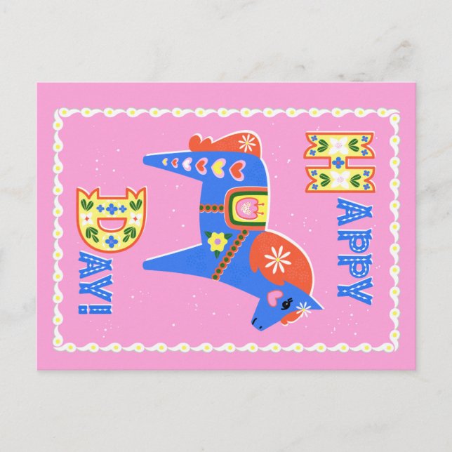 Tarjeta postal de caballo Dala (Anverso)