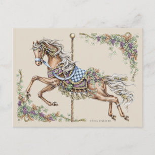 Tarjeta postal de caballo de carrusel de otoño