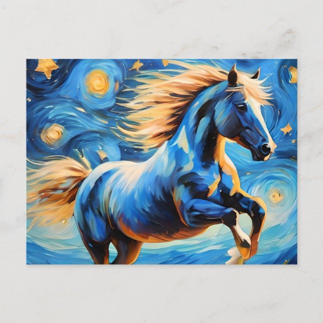 Tarjeta postal de caballo de La noche estrellada d (Anverso)