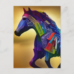 Tarjeta postal de caballo de medios mixtos