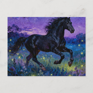 Tarjeta postal de caballo negro de fantasía