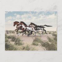 Tarjeta postal de caballos al galope