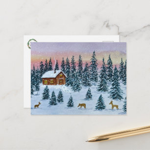 Tarjeta Postal de Cabaña de Invierno