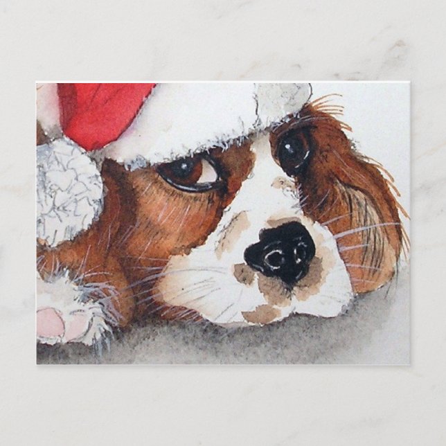Tarjeta postal de cachorro de Navidad. (Anverso)