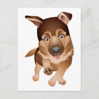 Tarjeta Postal de Cachorro Pastor Alemán Negro