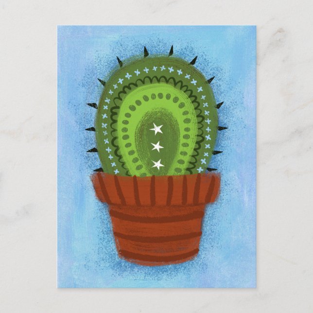 Tarjeta postal de cactus como planta de interior (Anverso)