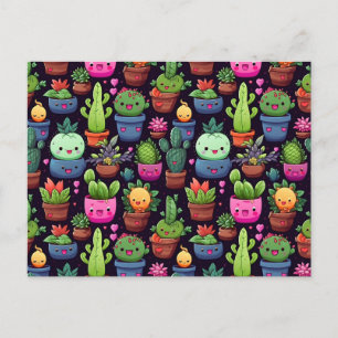 Tarjeta postal de cactus Kawaii