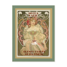 Tarjeta postal de café de origen francés