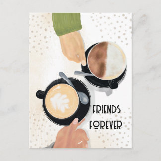 Tarjeta postal de café y amigos para siempre