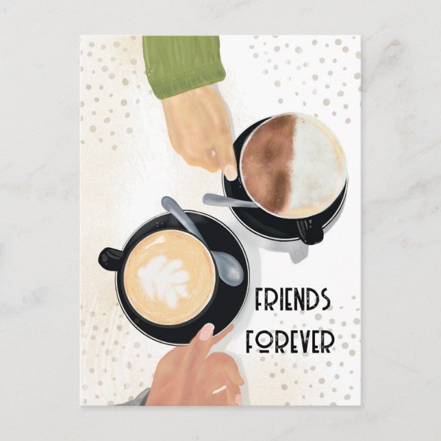 Tarjeta postal de café y amigos para siempre (Anverso)