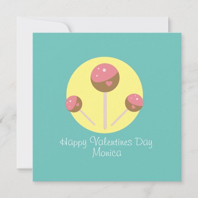 Tarjeta postal de Cakepop dulce del día de San Val (Anverso)