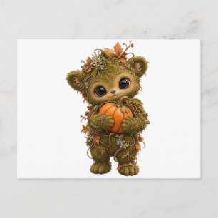 Tarjeta postal de calabaza de oso de musgo lindo