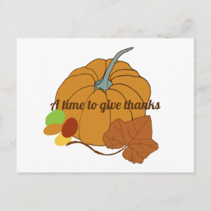 Tarjeta postal de calabaza y hoja de dar gracias