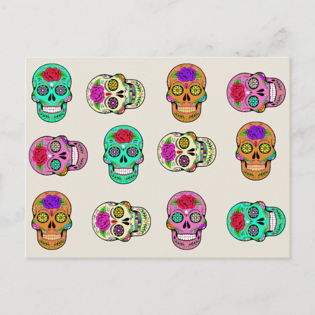 Tarjeta postal de Calaveras de Azúcar (Anverso)