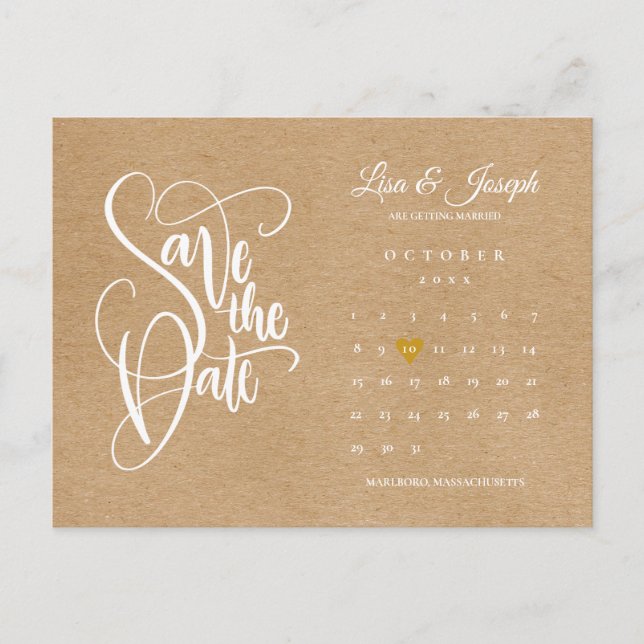 Tarjeta Postal de Calendario de Escritura Guardar  (Anverso)