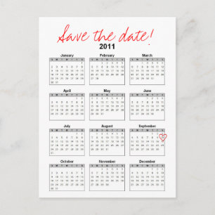 Tarjeta postal de calendario guarda la fecha