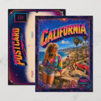 Tarjeta postal de California de los 80 retro