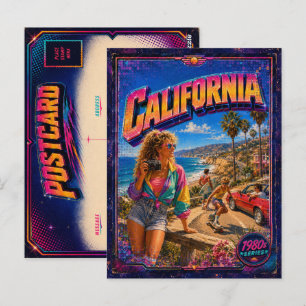 Tarjeta postal de California de los 80 retro
