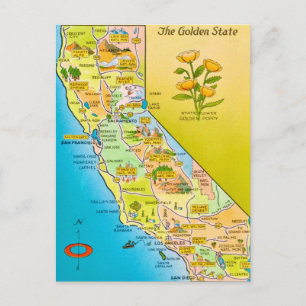 Tarjeta postal de California - El Estado Dorado