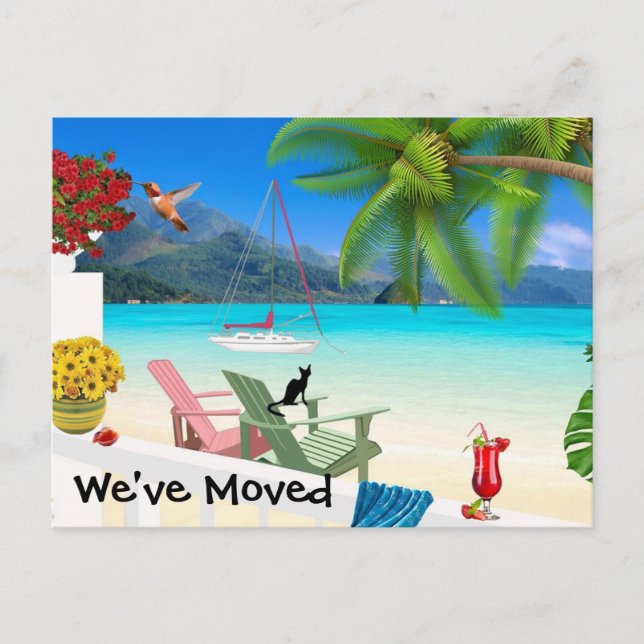 Tarjeta postal de cambio de dirección de acuarela (Anverso)