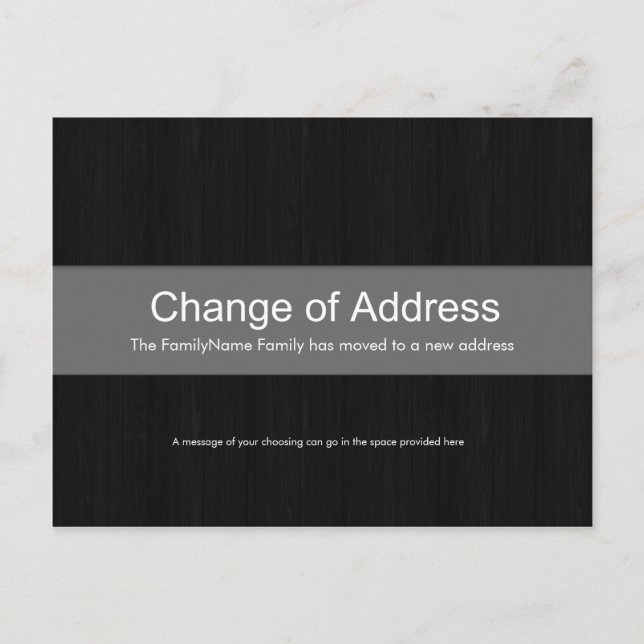 Tarjeta Postal de Cambio de Dirección de Madera Os (Anverso)