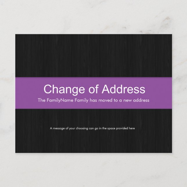 Tarjeta Postal de Cambio de Dirección de Madera Os (Anverso)