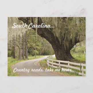 Tarjeta postal de caminos rurales de Carolina del 